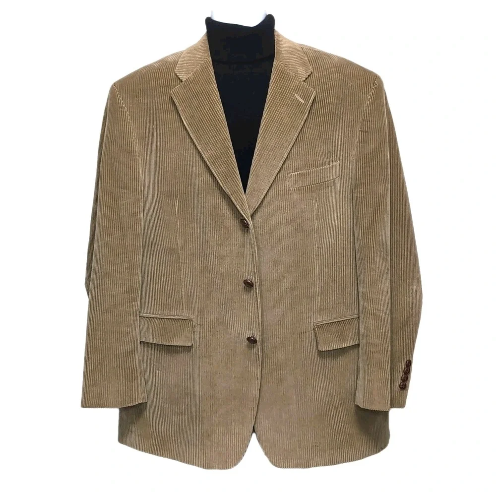 VTG Chaps Ralph Lauren Corduroy‎ Sport Coat Mens L Brown 3 Button Jacket Blazer
